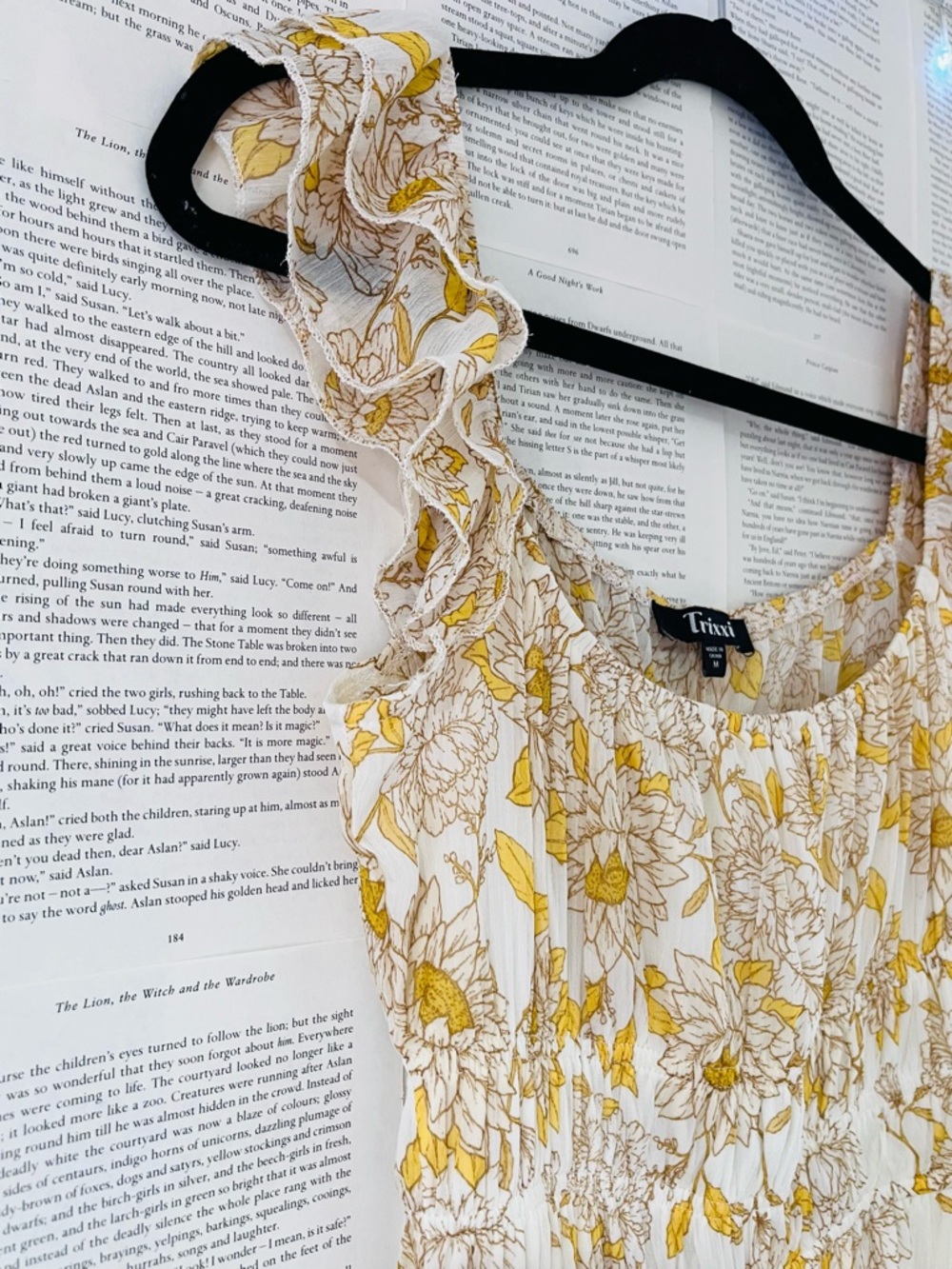 Trixxi White and Yellow Floral Smocked Midi Dress - Picture 2 of 4